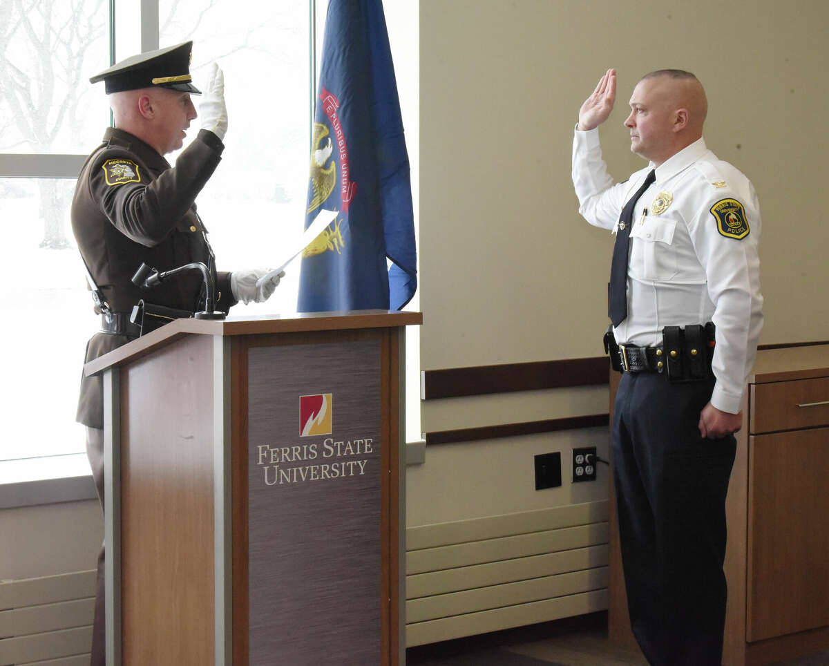 Ibrahim 'Abe' Haroon (pictured right) was officially sworn in as Ferris State University Department of Public Safety director in Big Rapids on Jan. 26. 