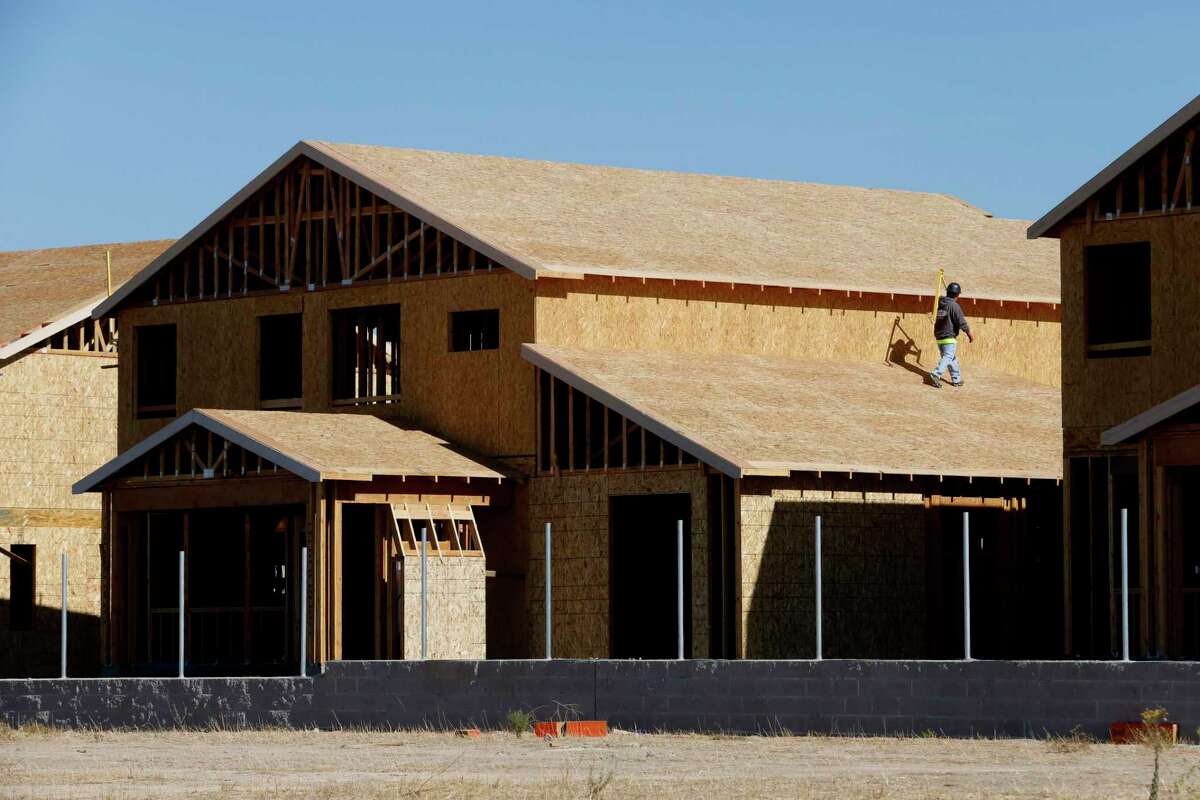 New home construction like this one in Roseville, Calif. is difficult to find in the Bay Area, largely thanks to restrictive land use policies.