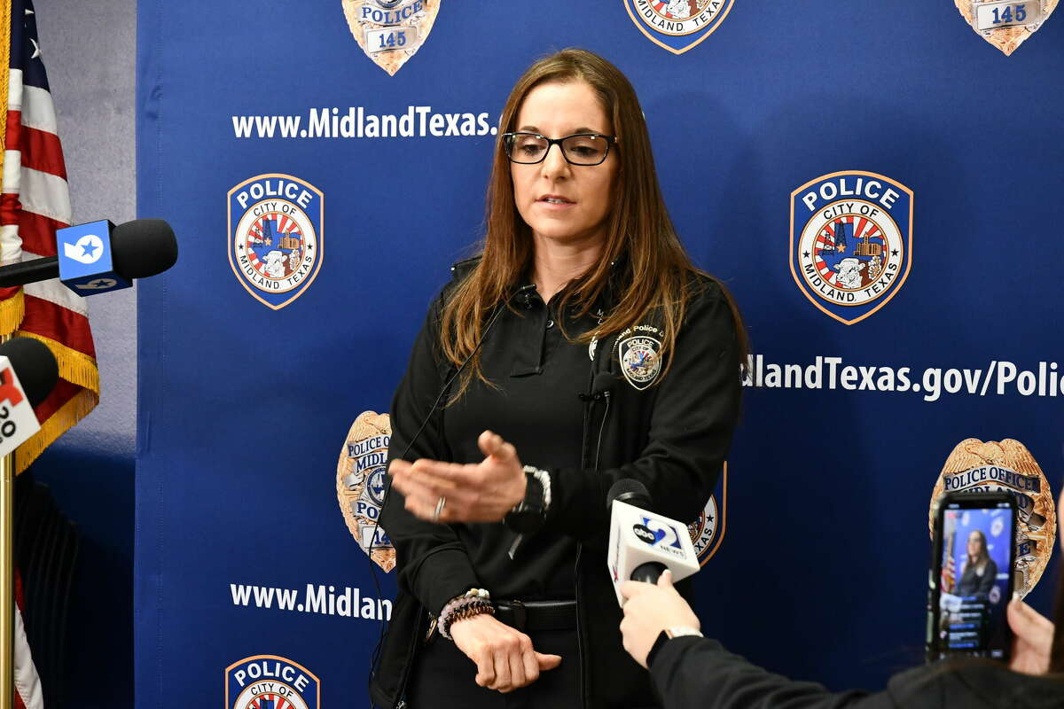 Midland Police Department Detective Jennie Alonzo updates the media about the unattended male juvenile that was found in central Midland on January 29, 2023.
