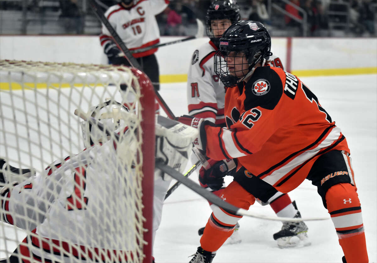 Edwardsville's Luke Thomilson looks to have scored against Chaminade on Thursday inside the R.P. Lumber Center in Edwardsville. The goal was called off due to a penalty against the Tigers.