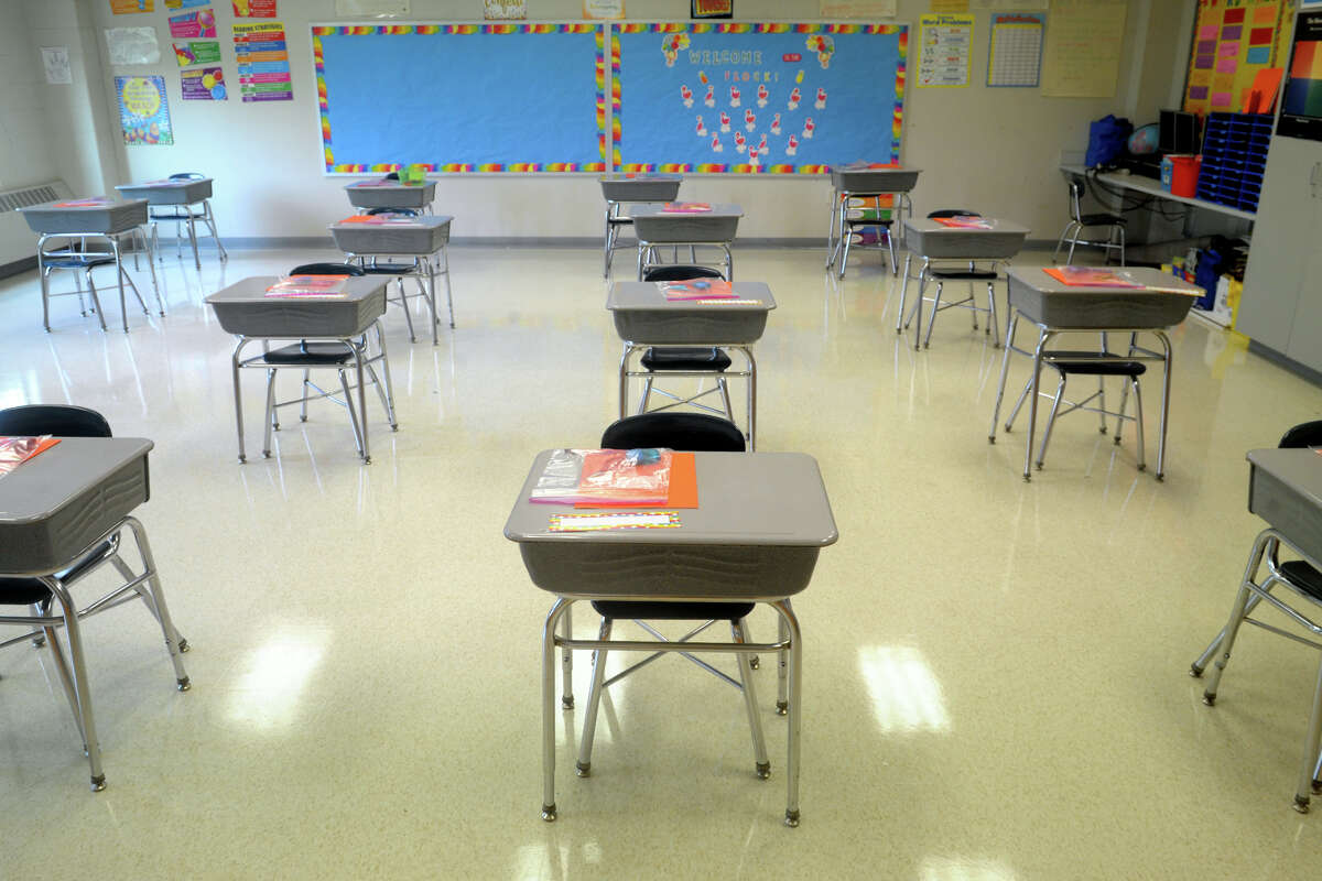 An empty classroom in Bridgeport, Conn.