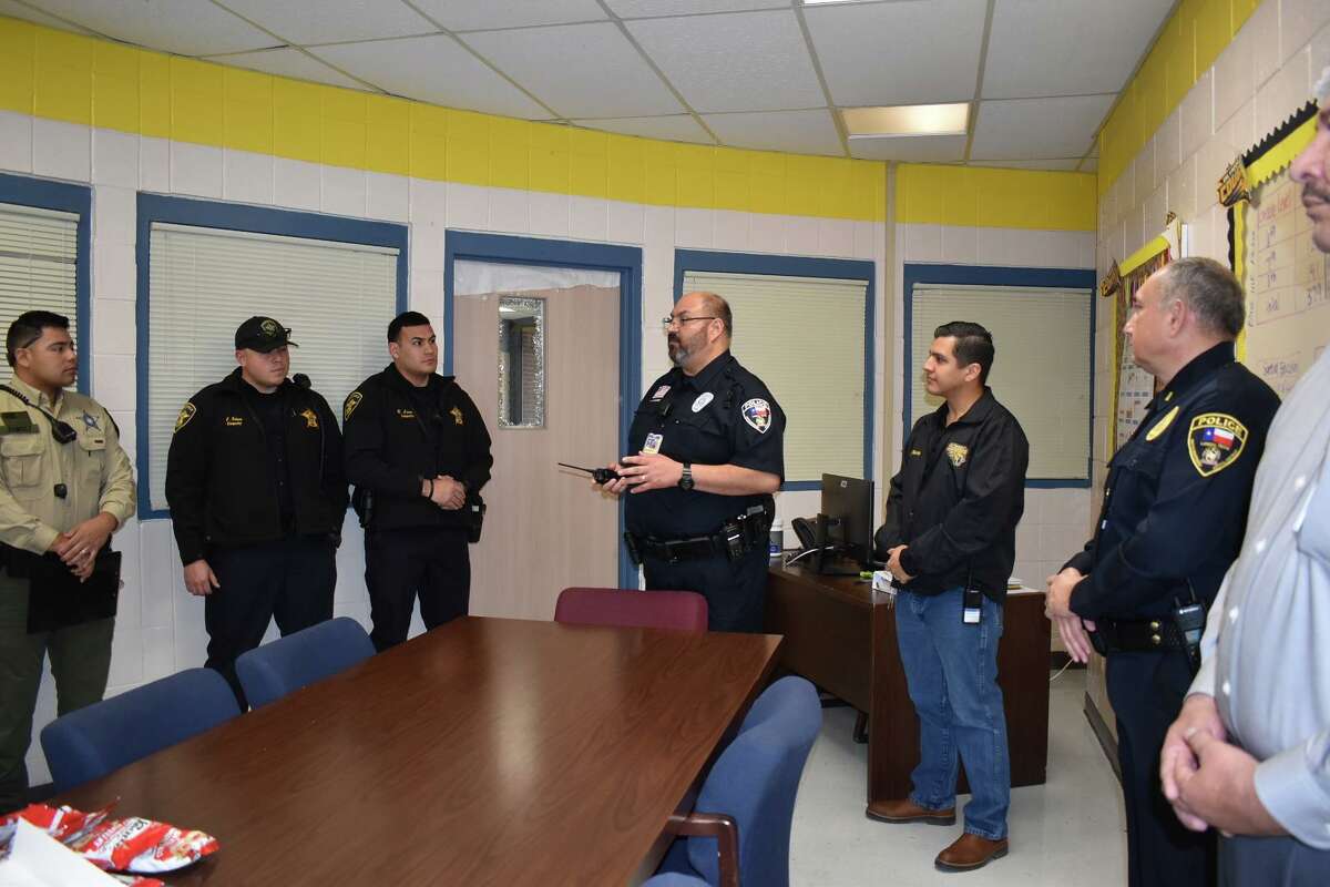 UISD Police Department led a tour of local law enforcement officers from various entities such as the Dpartment of Public Safety (DPS), the Laredo Police Department (LPD),  the Webb County Sheriff Office and Constable Officers from Pct.1, Pct. 2 and Pct. 4 on Friday Feb. 3, 2023 to help them show how they can enter a school in case of any backup needed because of a mass shooting.