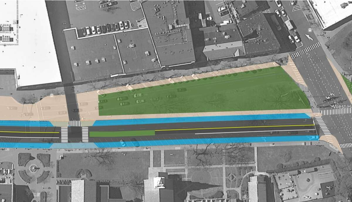 Stantec suggested that the town could expand its Unity Green by implementing a road diet to South Main Street.