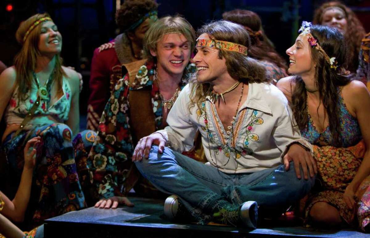 Matt DeAngelis (center), who appeared on Broadway in the recent revival of "Hair," will be part of the national tour that is being launched at New Haven's Shubert Theater this weekend.