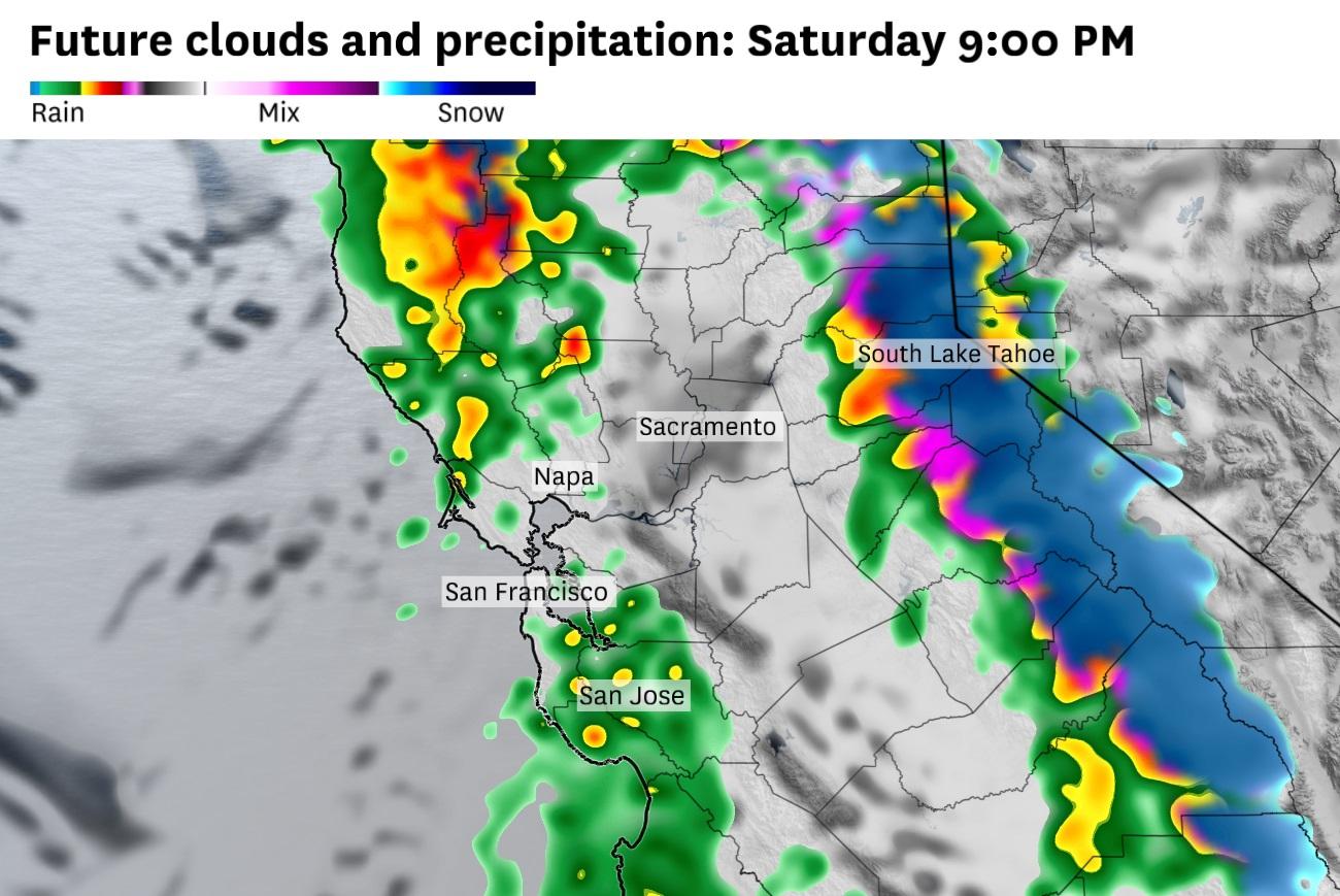 Bay Area weather Rain in the forecast, snow in Sierra Nevada