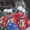 Big Rapids' hockey team celebrated an 8-1 win on Friday at Petoskey