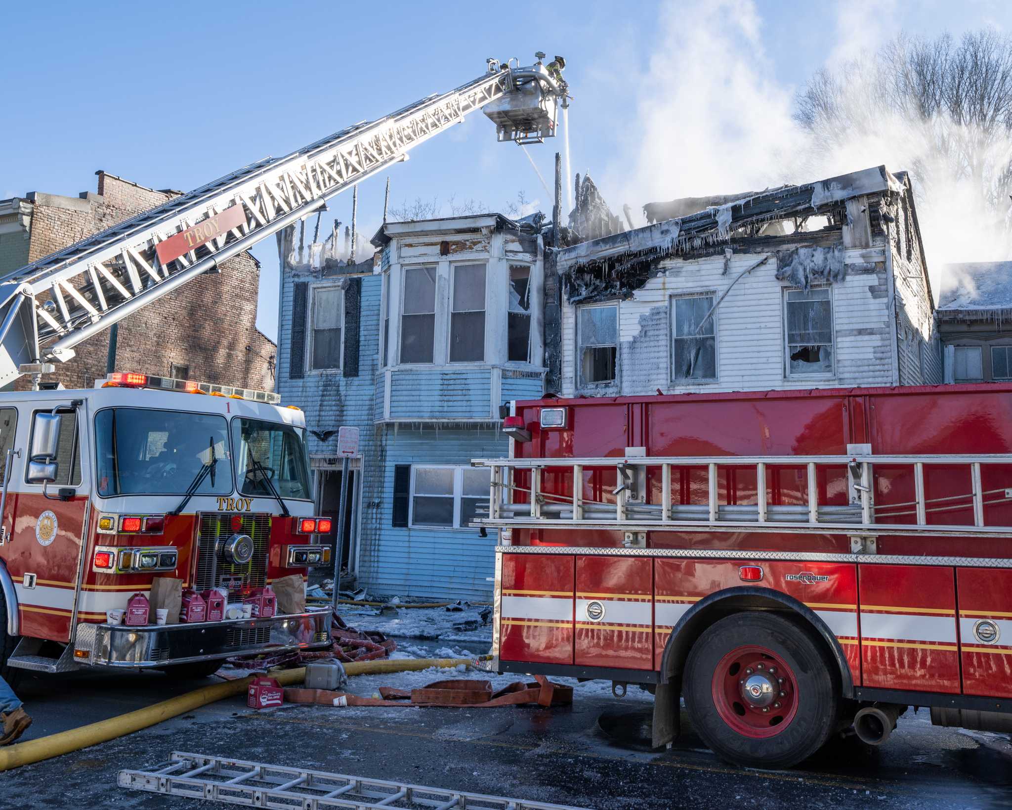 Troy firefighters battle bitter cold and Second Avenue blaze