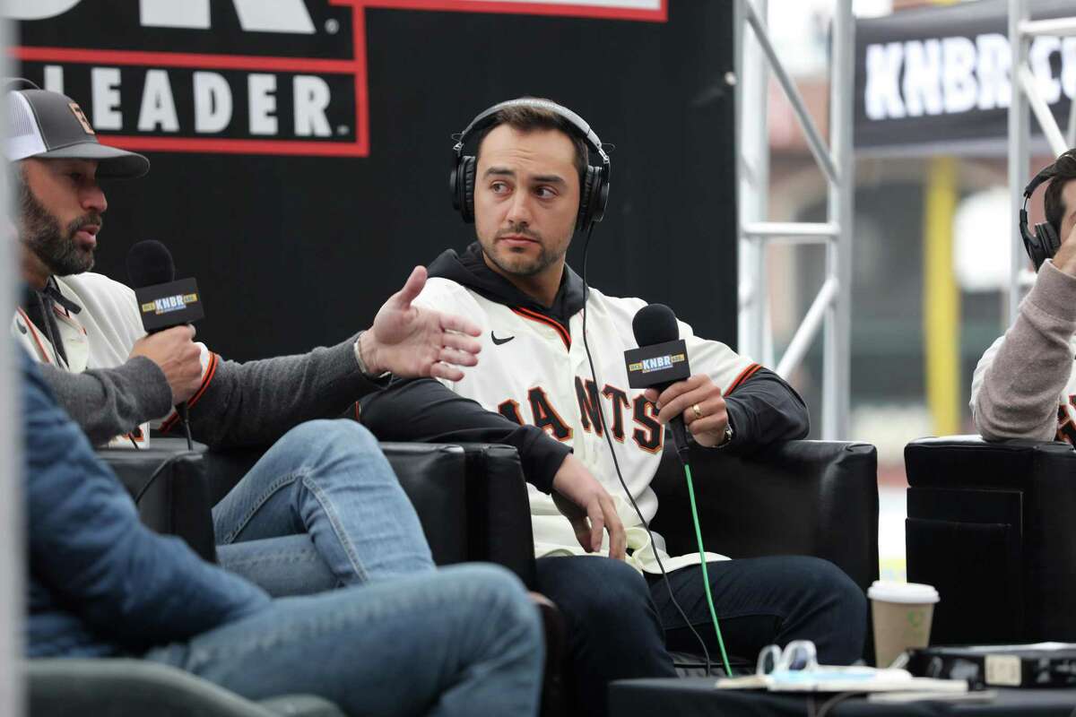 Outfielder Michael Conforto, who signed a two-year, $36 million deal with the Giants. appears at FanFest at Oracle Park early this month.