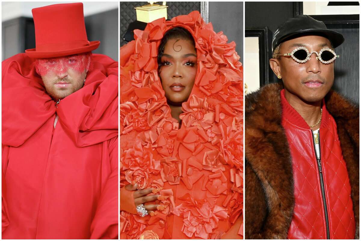 The 65th Grammy Awards on Sunday rolled out the red carpet, and it just that -- a sea red and red-orange. 