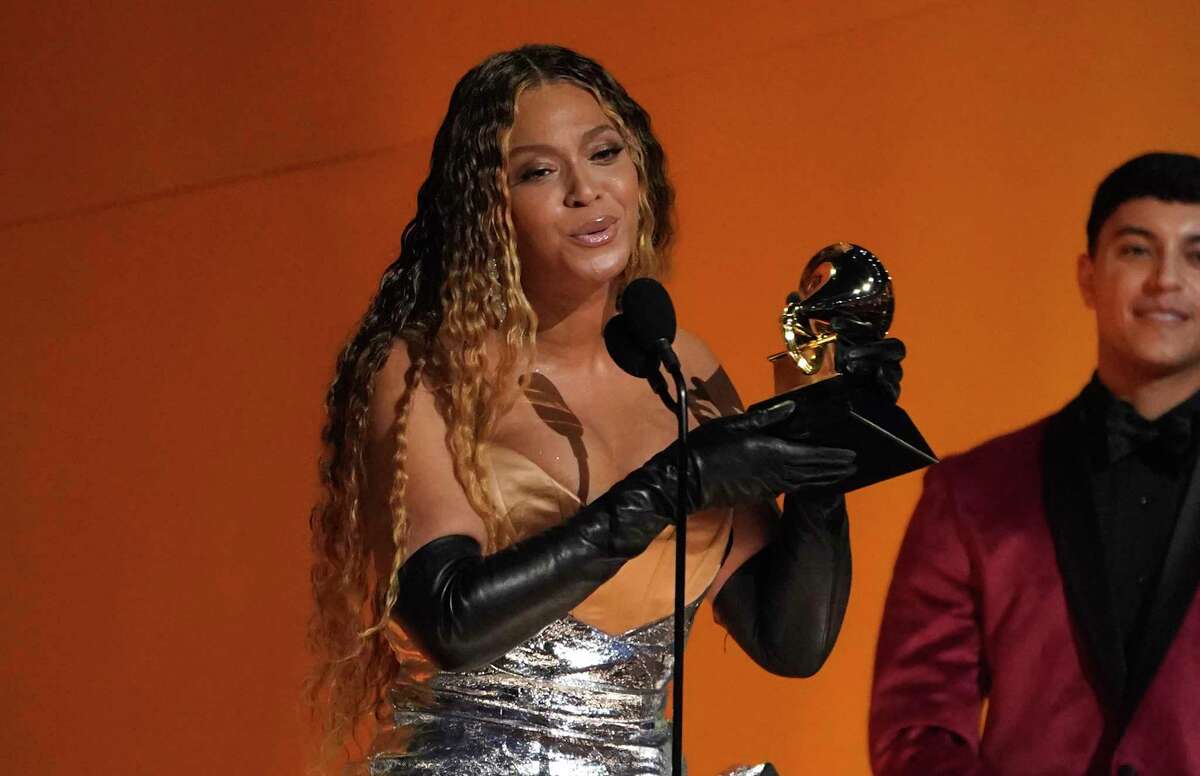 Beyonce accepts the award for best dance/electronic music album for "Renaissance" at the 65th annual Grammy Awards on Sunday, Feb. 5, 2023, in Los Angeles.