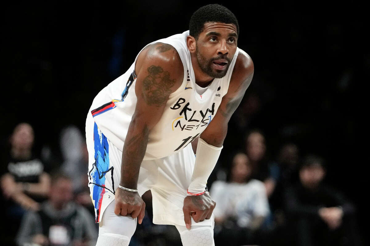 FILE - Brooklyn Nets' Kyrie Irving during the first half of an NBA basketball game against the Detroit Pistons Thursday, Jan. 26, 2023 in New York. All-Star guard Kyrie Irving has asked the Nets for a trade. He made the request after talks about a new contract did not go to his liking, a person told The Associated Press on condition of anonymity because talks were to remain private. It was first reported by ESPN and The Athletic. 