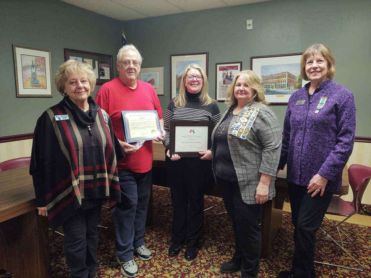 On Feb. 2,  the Mecosta Chapter Daughters of the American Revolution presented a DAR Certificate of Award to the Big Rapids Housing Commission for their proper use, display, and patriotic presentation of the American flag. Following the DAR presentation, Big Rapids Housing Commission presented a Certificate of Appreciation and Recognition from the city of Big Rapids to Army veteran Gary Rohl, who raises and lowers the flag every day. Mecosta Chapter DAR flag chair Elizabeth LaBatt (from left), Veteran Gary Rohl, Big Rapids Housing Commission assistant executive director Linda Miller,  Big Rapids Housing Commission employee and DAR member Nichelle Bloomfield, and DAR regent Bev Rothenberger. 
