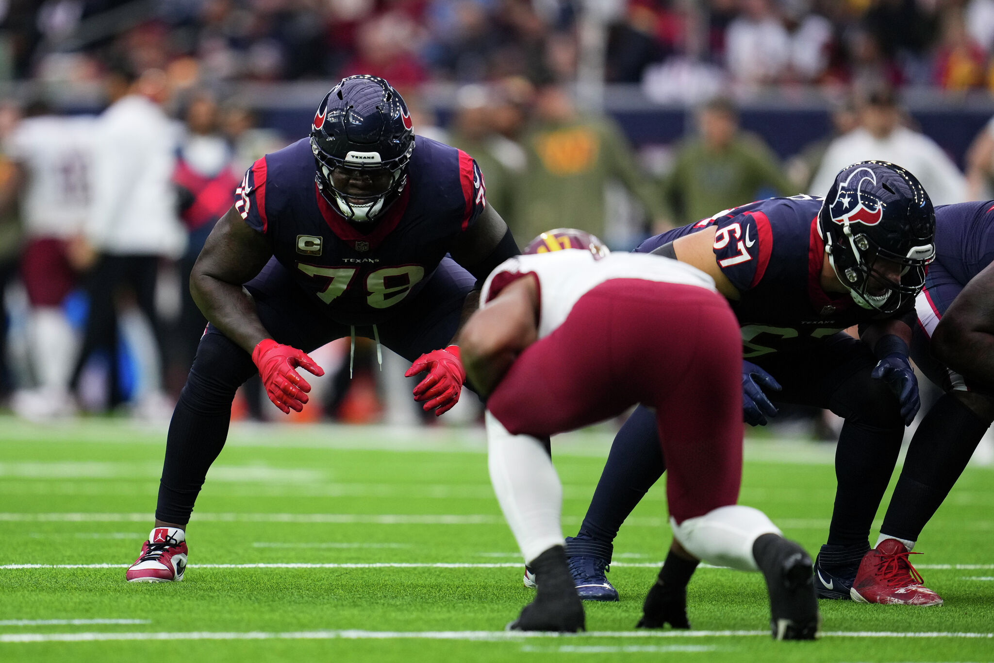 HOUSTON, TX - JANUARY 01: Houston Texans tackle Laremy Tunsil gets