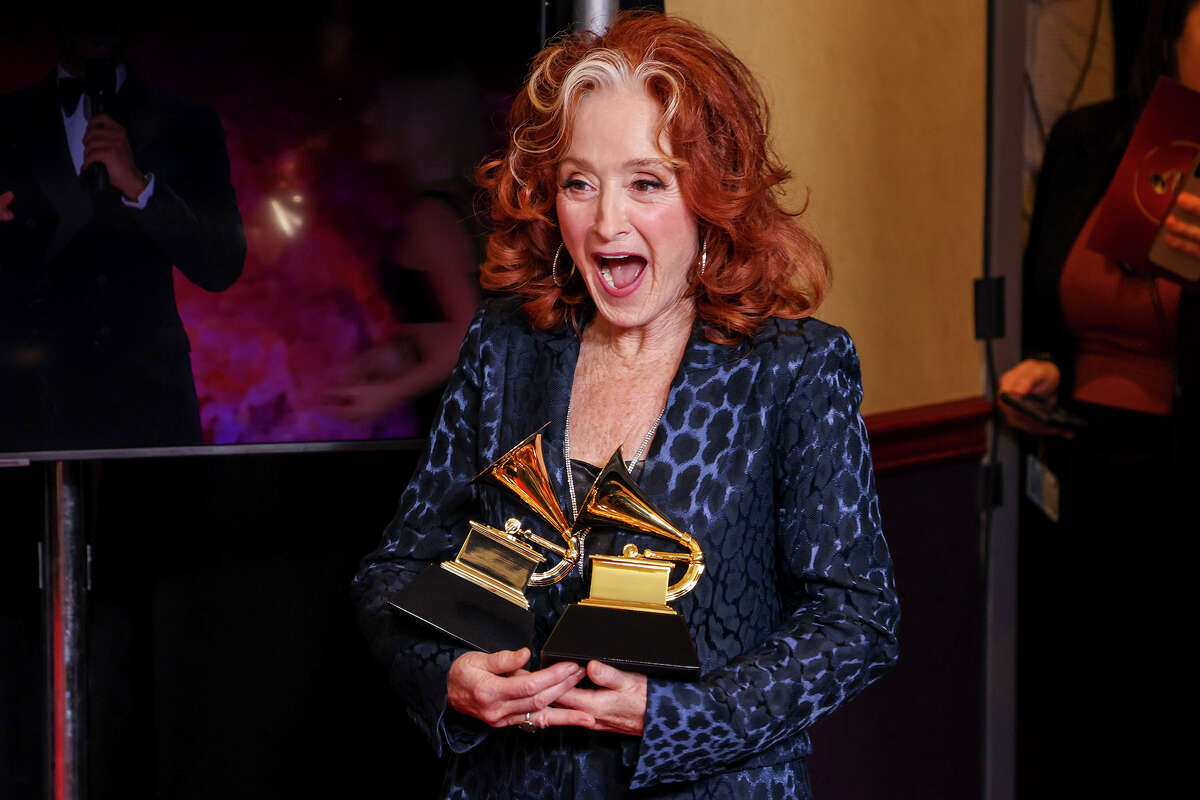 Bonnie Raitt at the 65th annual Grammy Awards, held at the Crytpo.com Arena in Los Angeles on Feb. 5, 2023.