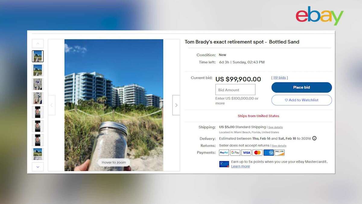 Tom Brady 'retirement sand' selling for nearly $100,000 on  , News