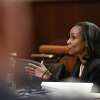 Acting Chief Administrative Judge Tamiko Amaker is questioned during a joint hearing on the public protection portion of the 2023 Executive Budget on Tuesday, Feb. 7, 2023, at the Legislative Building in Albany, N.Y.