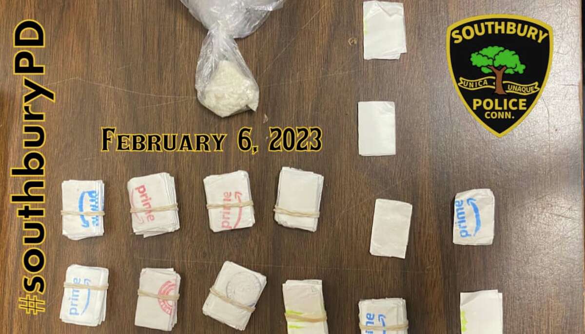Two men in their 20s were arrested Monday night after a traffic stop turned up more than 100 bags of heroin as well as some crack cocaine, according to Southbury police. The younger of the two men was later caught trying to stash narcotics in his cell, police said.