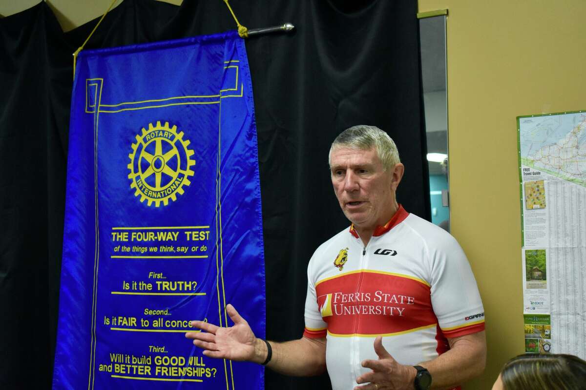 Dan Hoeh of Big Rapids pitched a large-scale bike event concept to Big Rapids Rotary Club members Feb. 07.