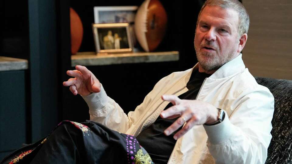 Tilman Fertitta meets with his executive hospitality team to discuss their upcoming infamous Mardi Gras party hosted on Galveston Island on Tuesday, Feb. 7, 2023 in Houston, TX.