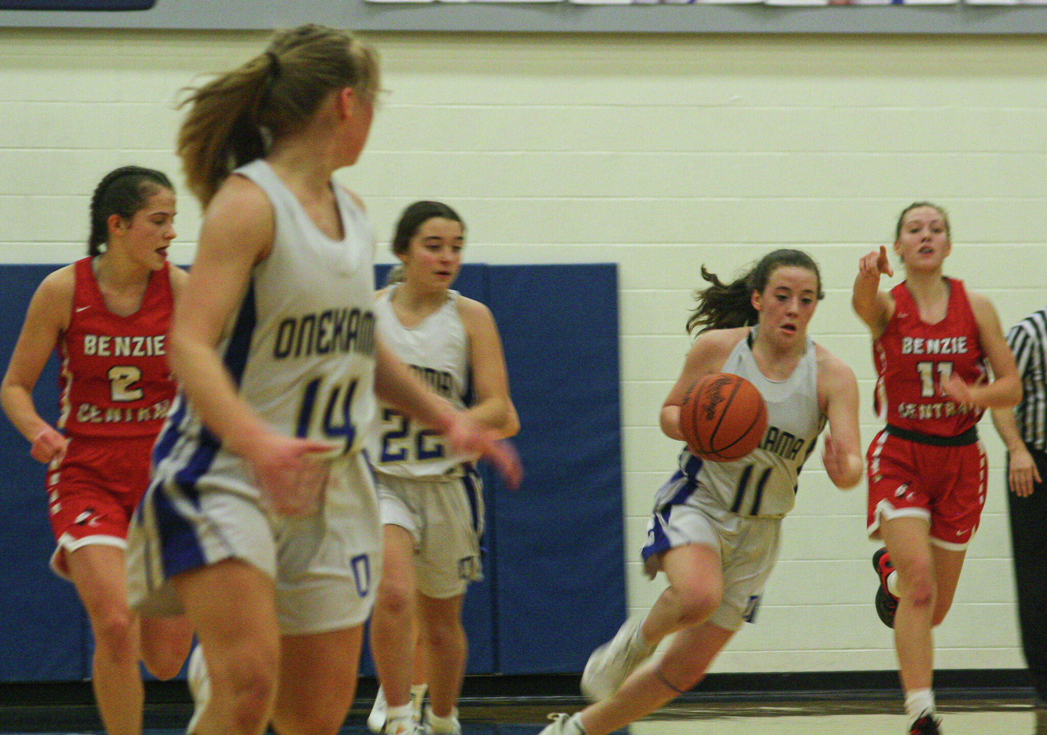 Onekama girls basketball bring the fight, falls to Benzie Central