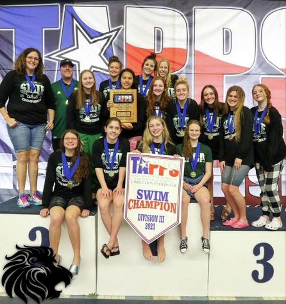 The Legacy Prep Christian Academy girls swimming team repeated as TAPPS Division III state champions, winning all three relays Monday at the state meet in San Antonio.