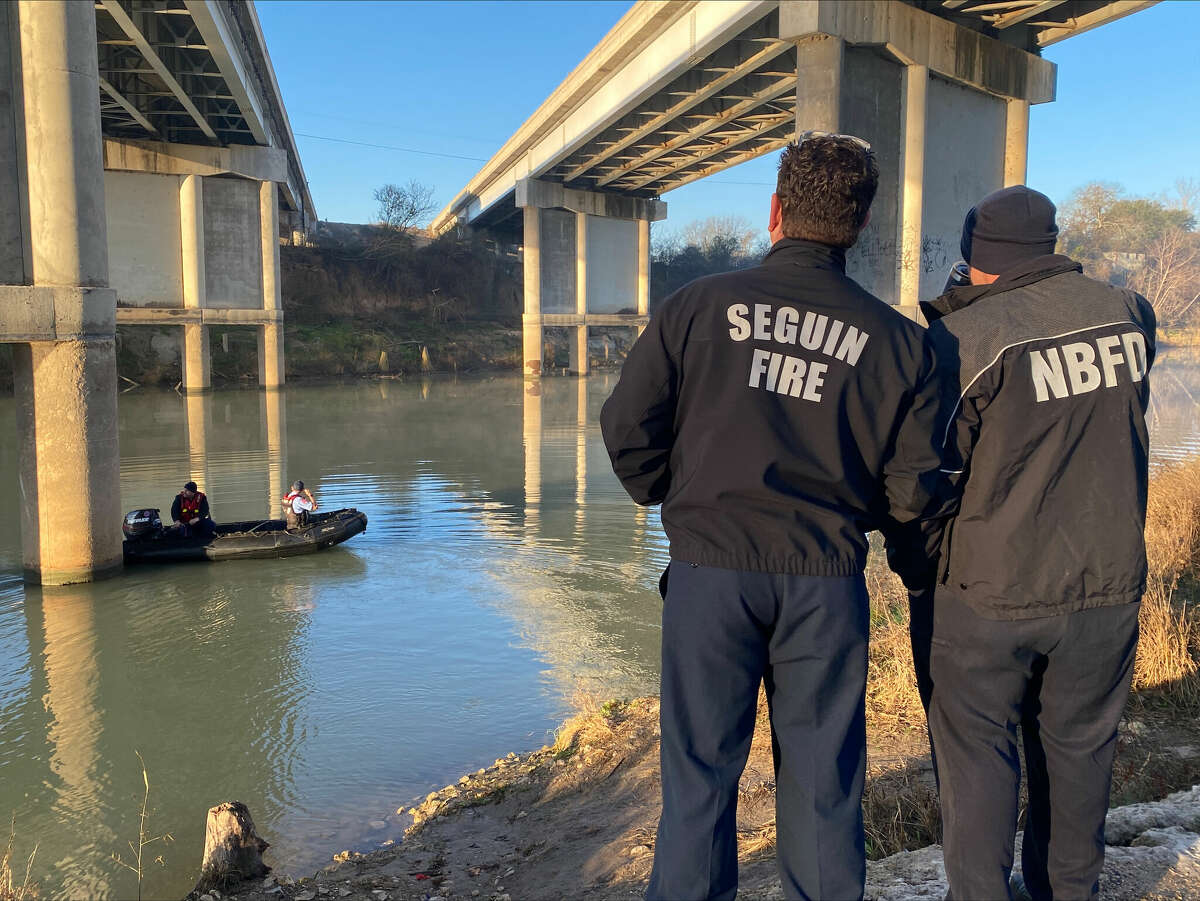 First responders are searching for a driver who went over the I-10 bridge into the Guadalupe River on February 9.