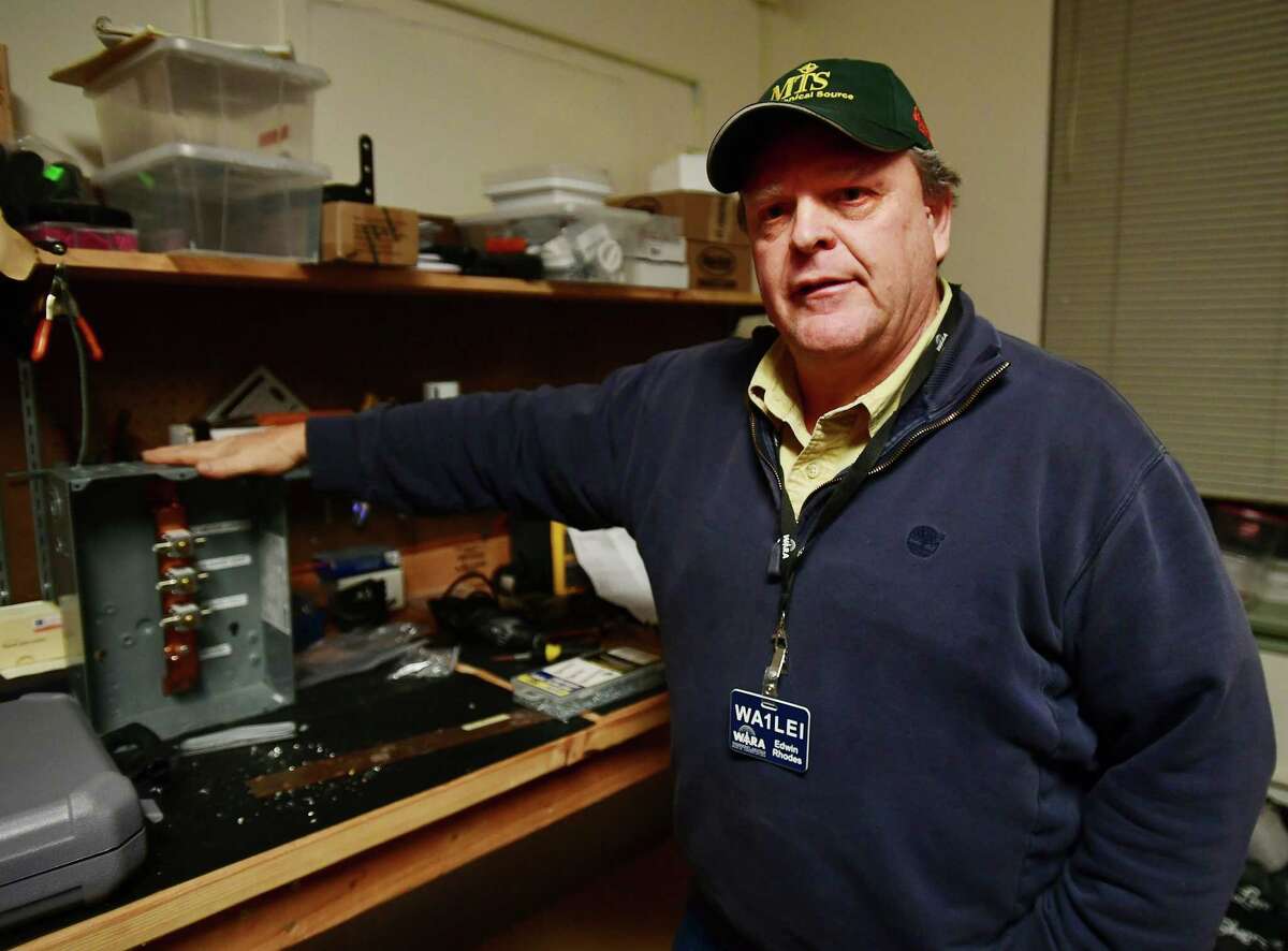 The Woodmont Amateur Radio Association President Ed Rhodes shows ongoing projects in the radio room at the club's headquarters at the Woodmont Borough Hall in Milford, Conn. on Wednesday, Feb. 8, 2023.