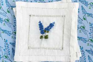 Two Houston brands have cute new linens with bluebonnets for spri