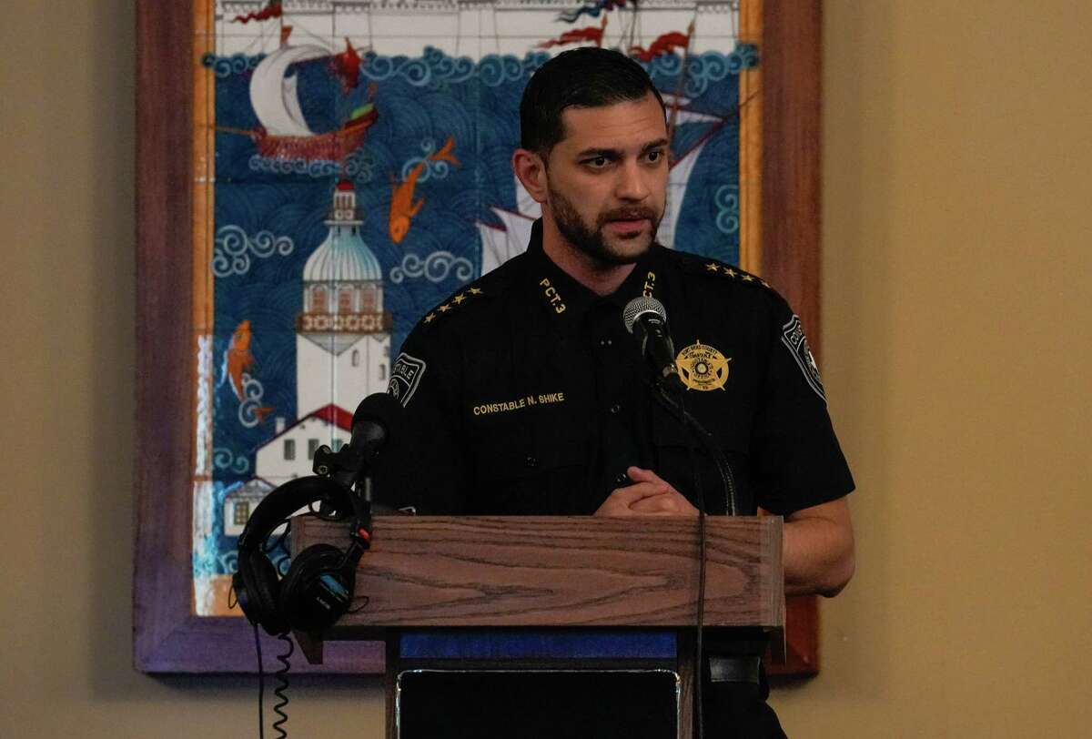 Constable Nabil Shike speaks about his brother who is in Turkey at a vigil for the earthquake victims of Turkey and Syria on Thursday, Feb. 9, 2023 in Houston, TX. “ I waited for 11 hours before I heard from my brother to know if he was ok. Cell service is bad there so I don’t know what will happen.” He said.