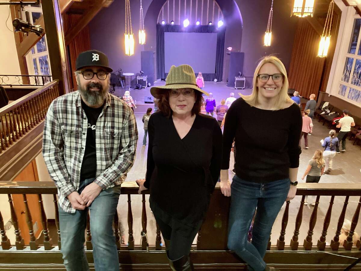 (From left) Andrew Skinner, Ludington Center for the Arts executive director; gift shop and office manager Patti Higinbotham and programming coordinator Katie Provenzano stand in the performance hall balcony at the Ludington Area Center for the Arts.  