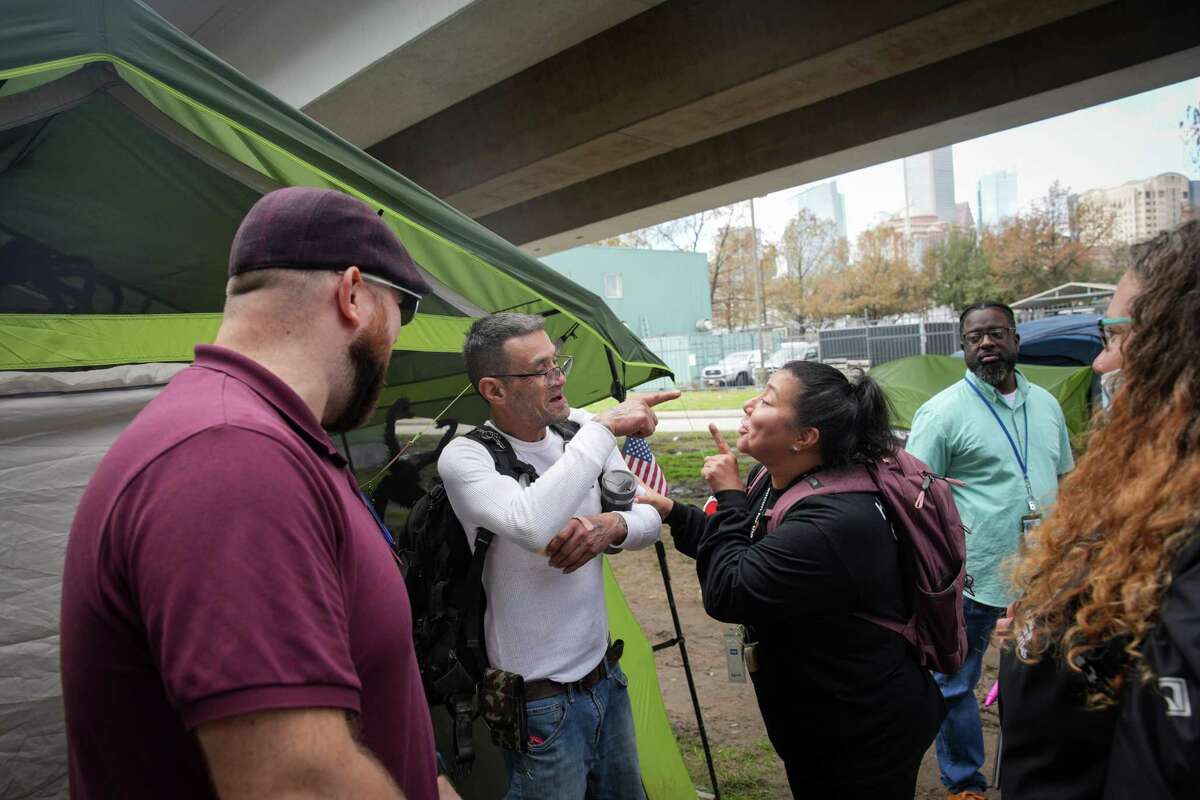 Members of Houston encampment near Minute Maid found work related