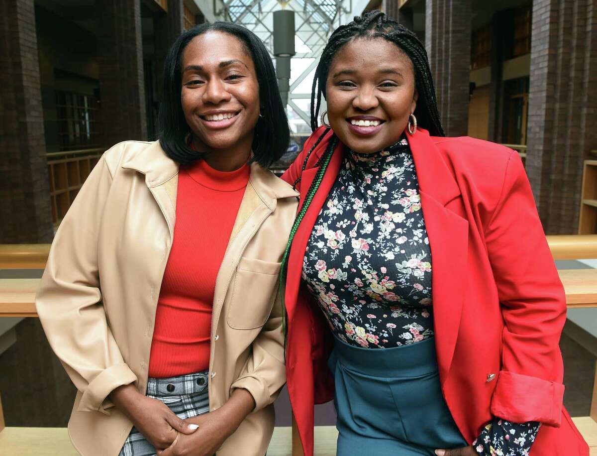 New Haven Director of Cultural Affairs Adriane Jefferson, left, is photographed with Thabisa Rich, community outreach coordinator for the Department of Cultural Affairs, at City Hall in New Haven on February 9, 2023.