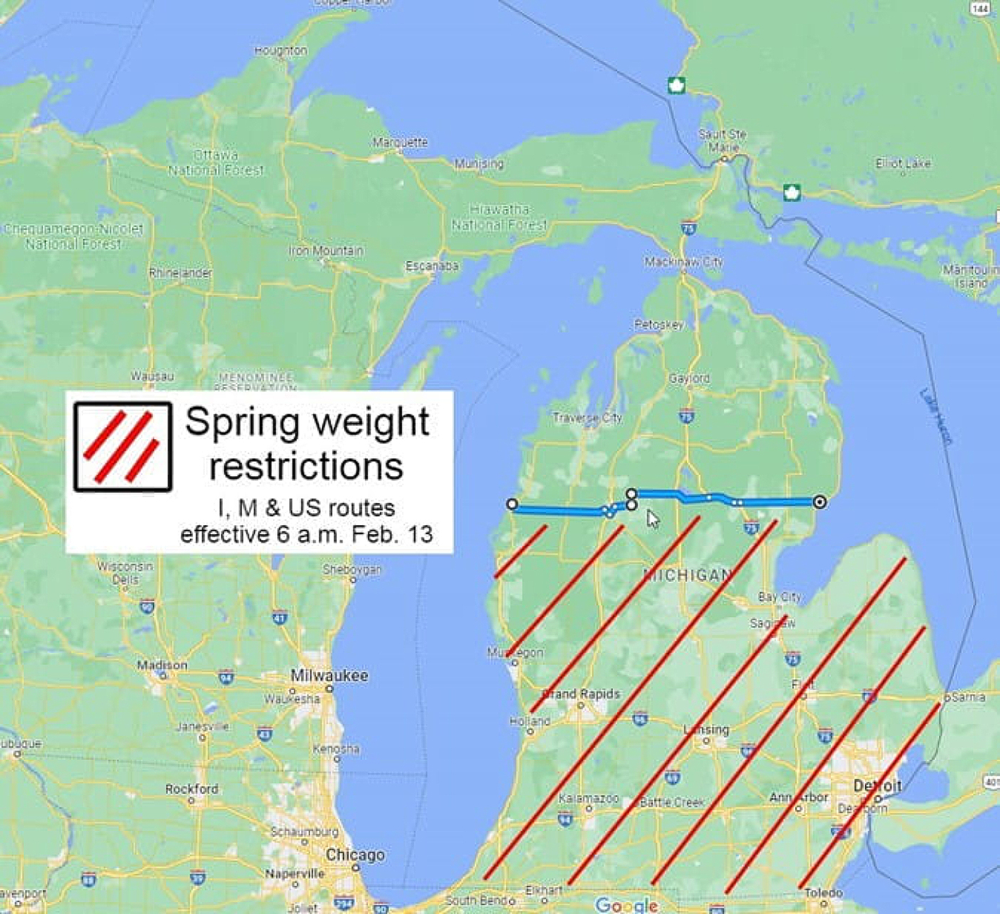 Michigan seasonal weight restrictions start