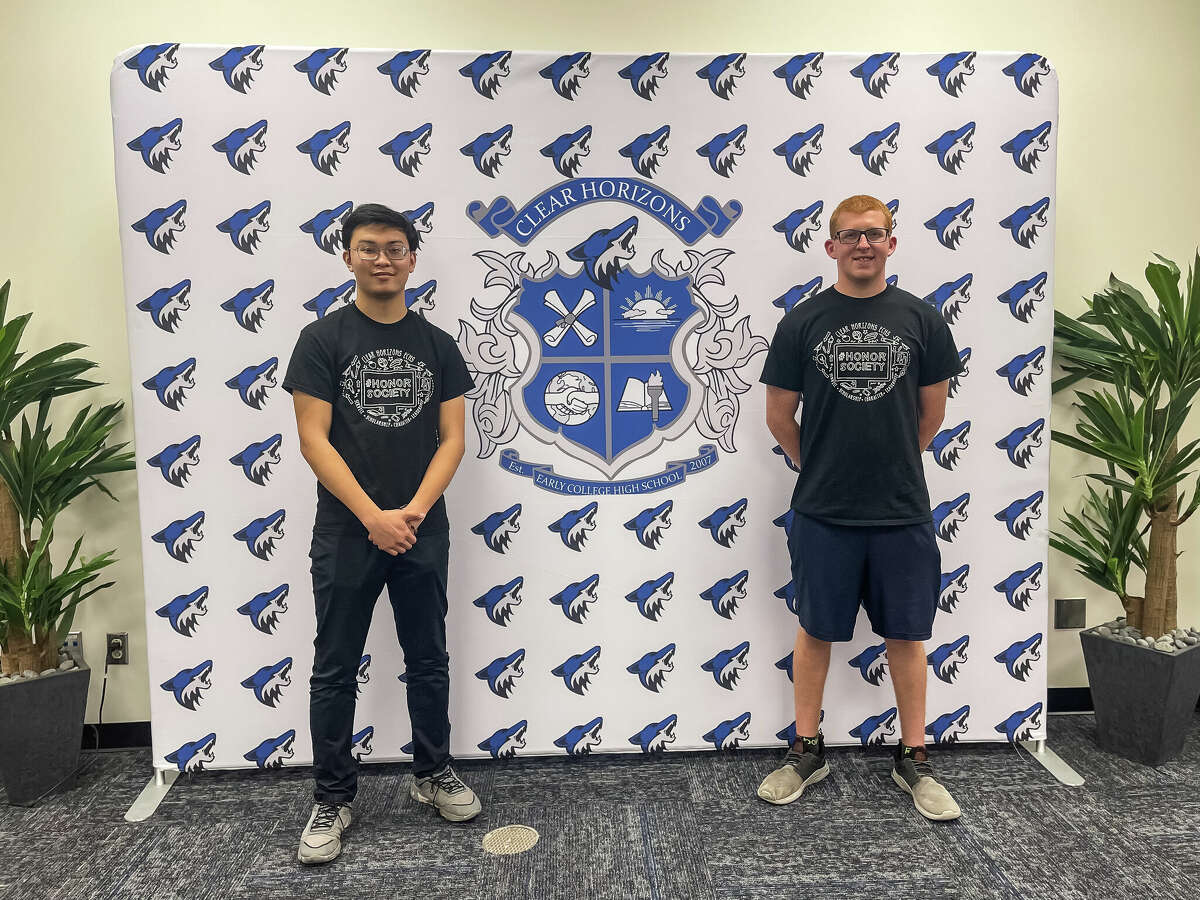 Luan Le, left, and Joey Piro will earn their associate's degree in May at Clear Horizons Early College High School, three weeks before receiving their high school diplomas.
