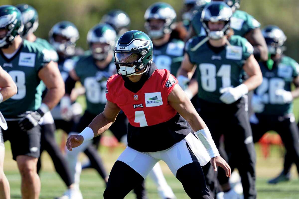 Quarterback Jalen Hurts and the Eagles will face the Chiefs in the Super Bowl at 3 p.m. Sunday. ( Channel 2Channel 40)