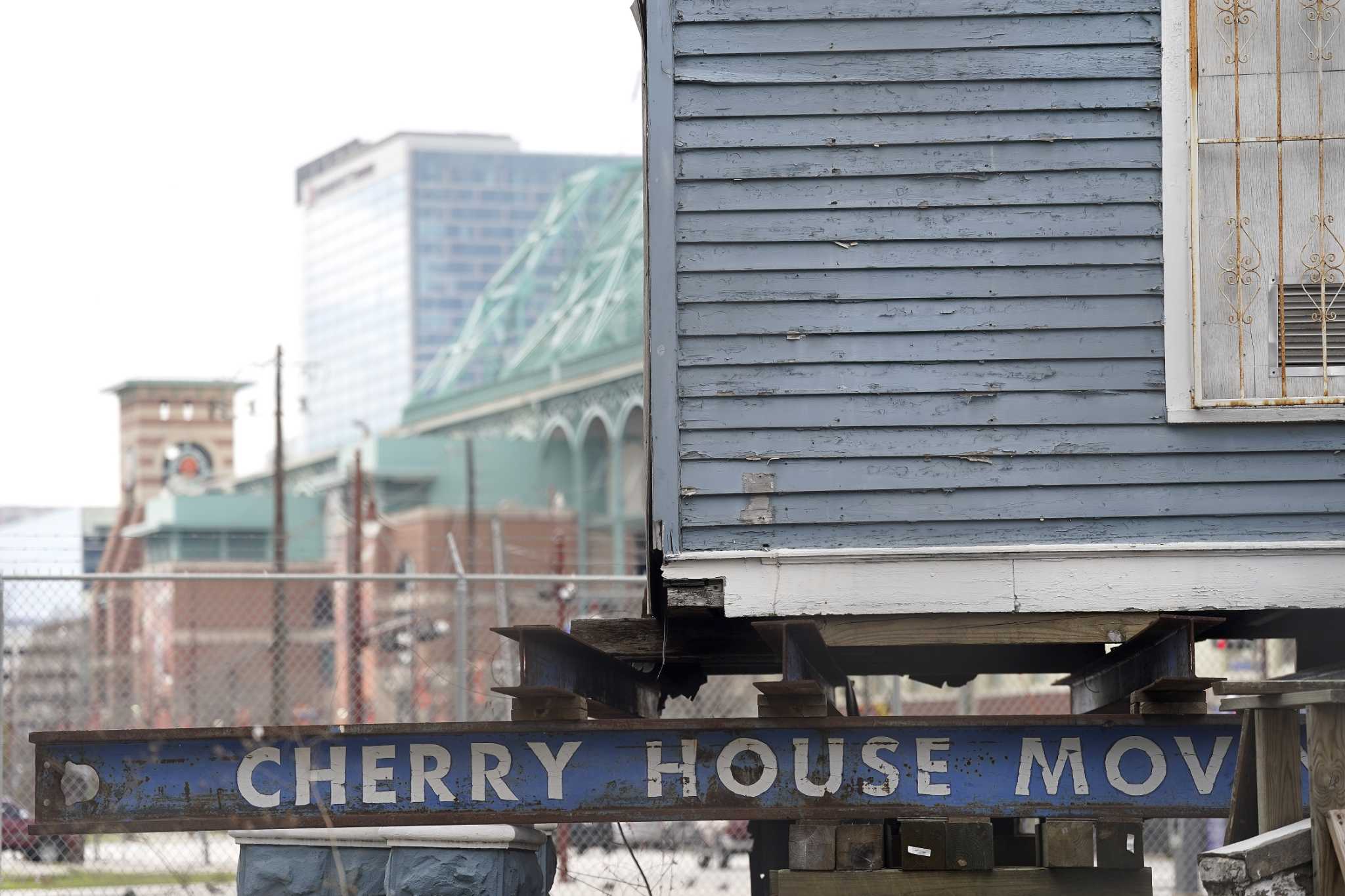 Why is the big blue Cohn house sitting in a Houston parking lot?