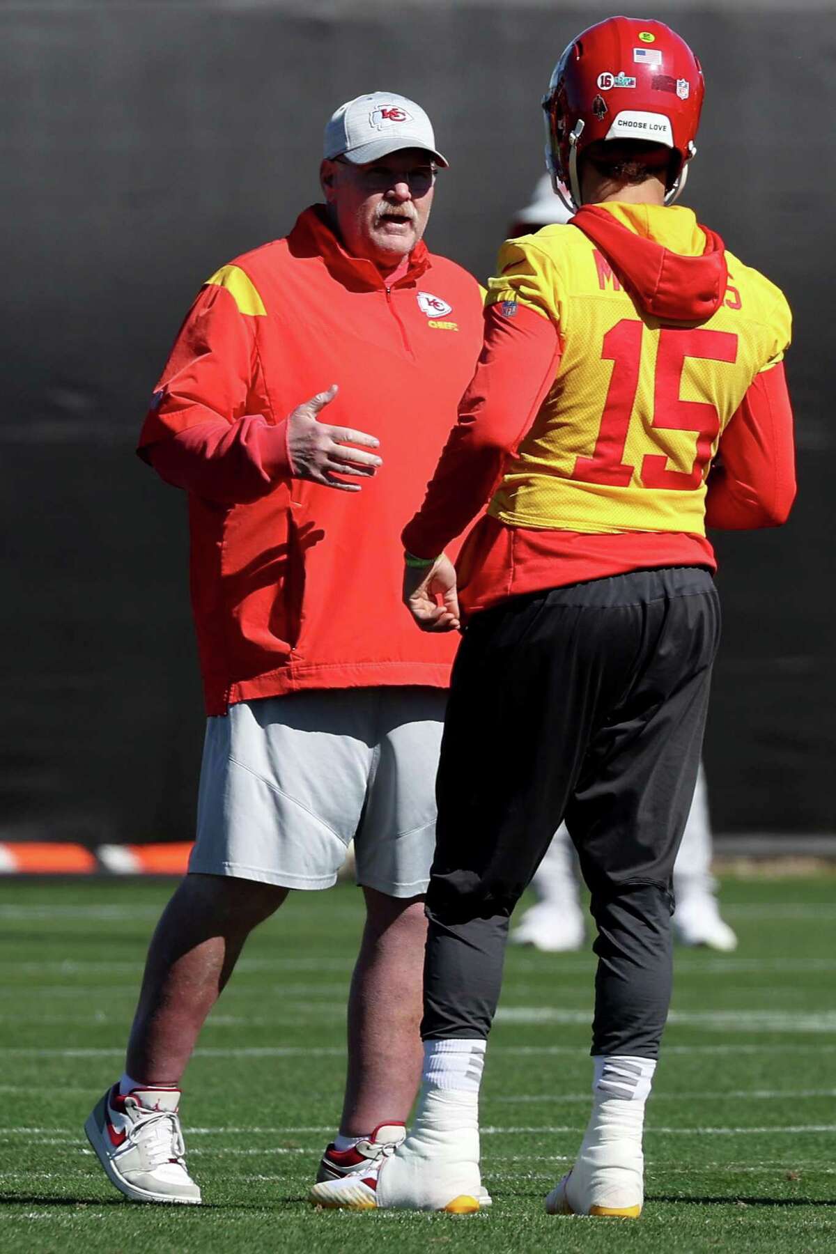 Head coach Andy Reid and quarterback Patrick Mahomes of the Chiefs are aiming to win their second Super Bowl championship in four seasons.