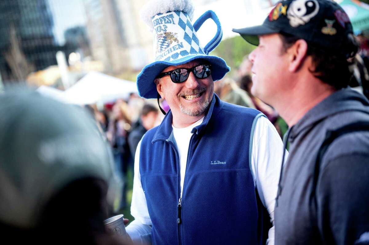 Mike Reaves sports a beer hat during the kickoff of S.F. Beer Week.