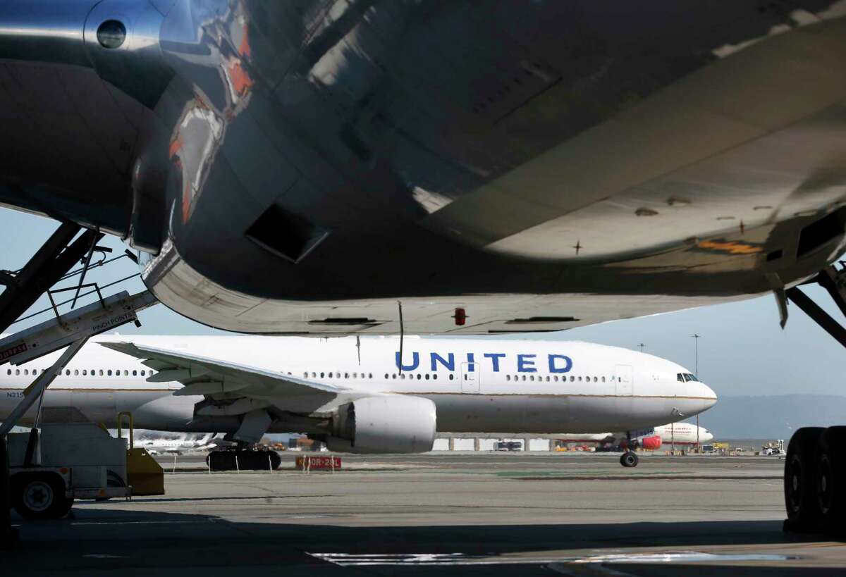 A United Airlines flight is readied for departure at San Francisco International Airport. A United flight to SFO from Maui sharply nose-dived. 