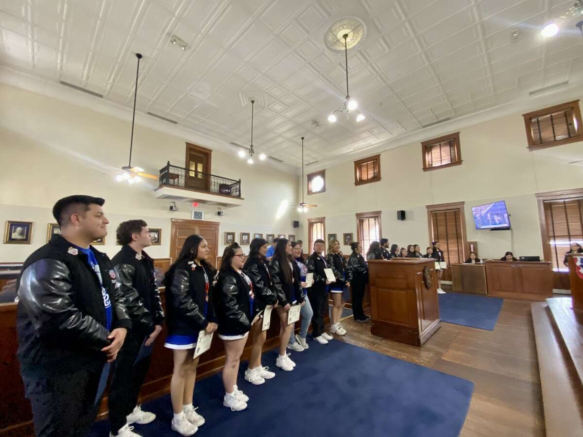 The Cigarroa High School Cheerleaders received a recognition and plaque presentation during the Webb County Commissioners Court meeting on Monday, for being named National Champions and place first within the top five in the Nation. 