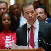 Hartford Mayor Luke Bronin speaks during the Connecticut Conference of Municipalities announcement of proposals to reduce gun violence at the Capitol in Hartford, Conn. on Tuesday, February 14, 2023.