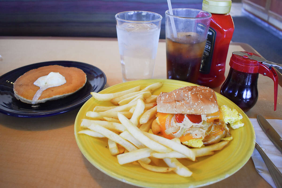 A breakfast sandwich and two buttermilk pancakes, one of the last breakfasts served at the Pismo Beach Coco's, which is set to close after more than a quarter century on the Central Coast.