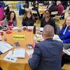 Representatives from Greenwich emergency-service and social-service agencies take part in a "tabletop" simulation with other first-responders from around the region.