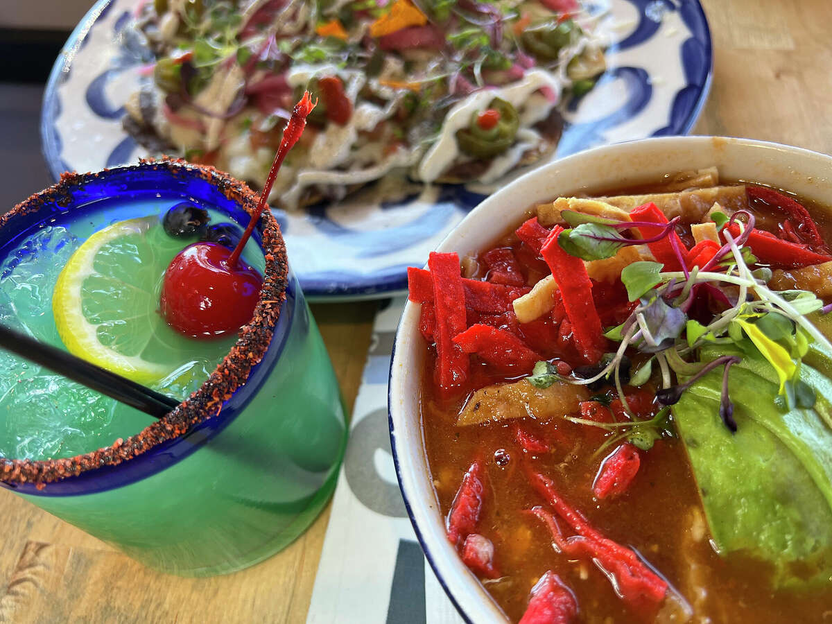 The menu at Los Azulejos Restaurante Bar on Northwest Military Highway in San Antonio includes the Azulejos Margarita, nachos and chicken tortilla soup. 