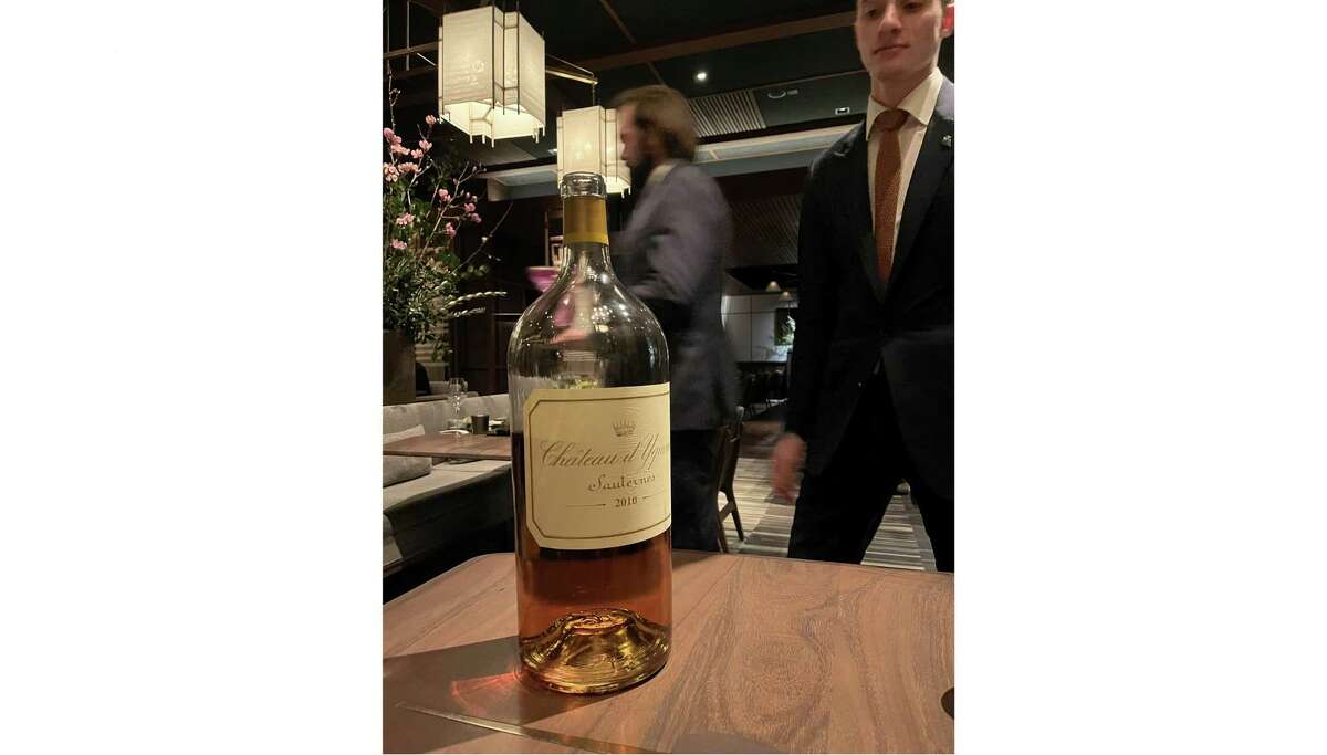 A very, very large bottle of Chateau d'Yquem Sauternes at SingleThread in Healdsburg.
