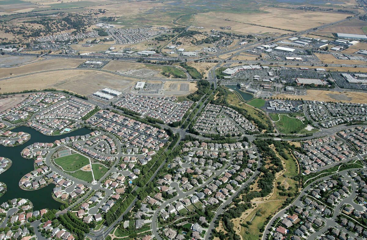 Housing development on the southern edge of Suisun, Calif. Interstates 80 and 680 converge in the background.