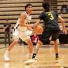 UMBC’s Craig Beaudion II guards UAlbany’s Marcus Jackson during a game at McDonough Sports Complex in Troy, N.Y. on Sunday, Feb. 15, 2023. (Jenn March, Special to the Times Union)