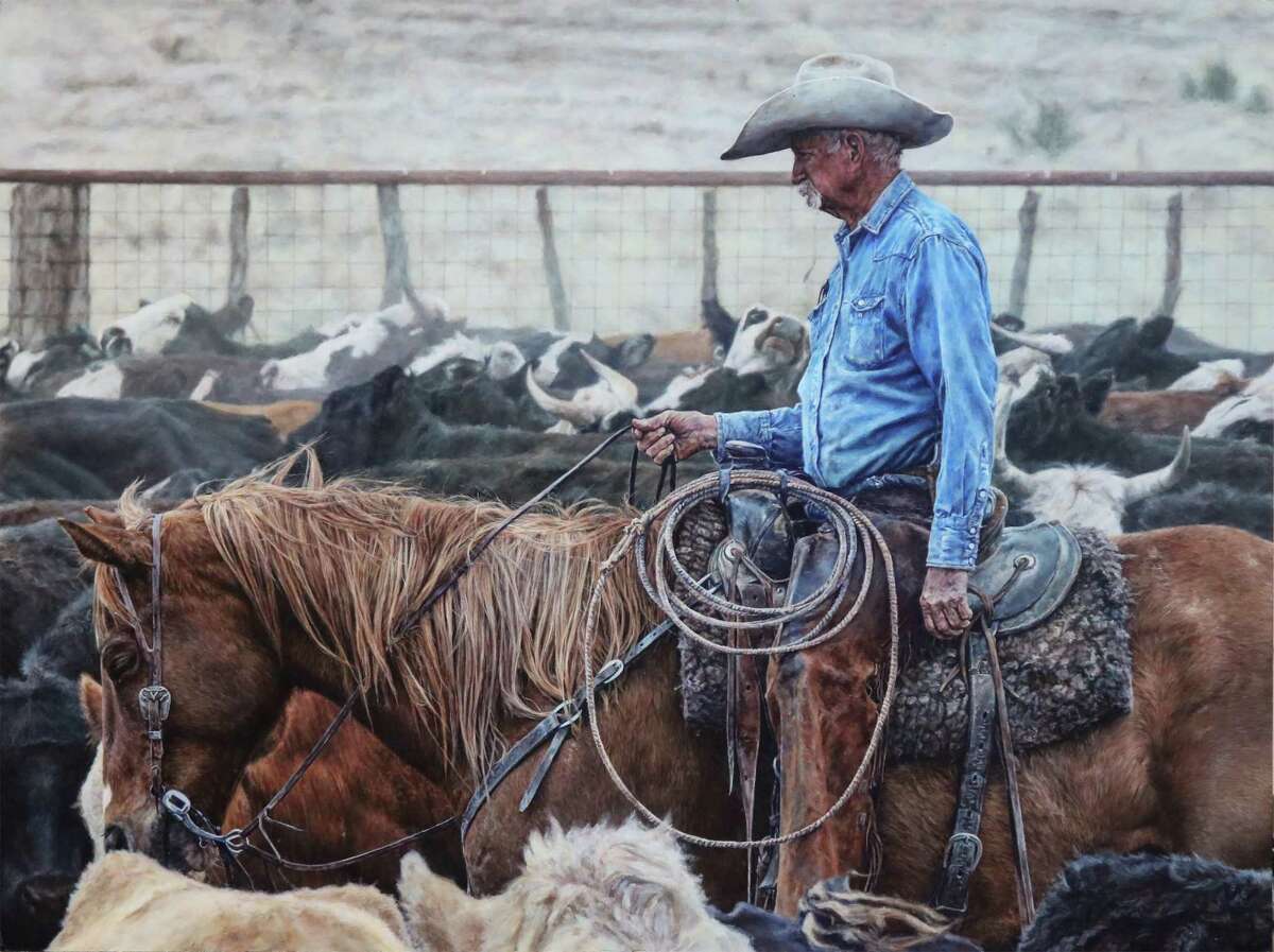 “Our Last Round Up” is a painting by Foster High School senior Mia Huckman. The work was named 2023 Grand Champion at Houston Livestock Show & Rodeo Art Show.