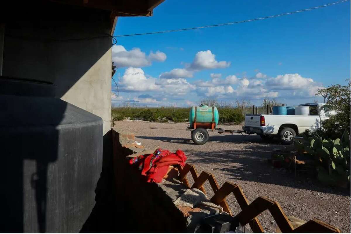 A portable water tank at a colonia at Las Pampas in Far West Texas on Oct. 21, 2014. Black and Hispanic Texans and those living in some of the state’s poorest neighborhoods said in a new survey they don’t trust their drinking water.