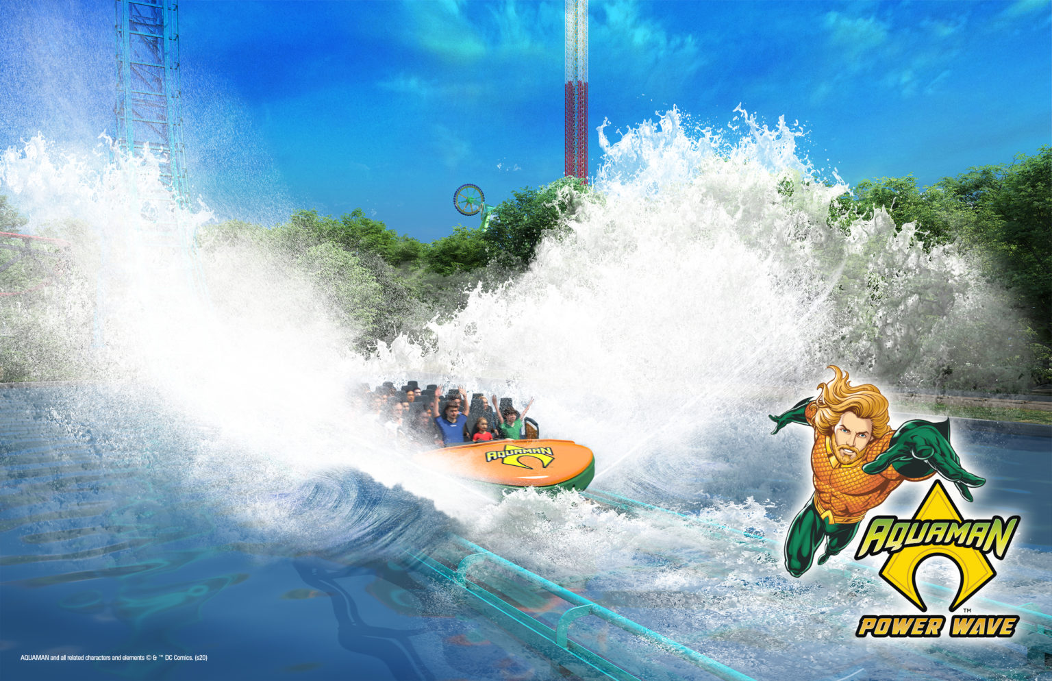 Texas spring break New Six Flags roller coaster AQUAMAN Power Wave